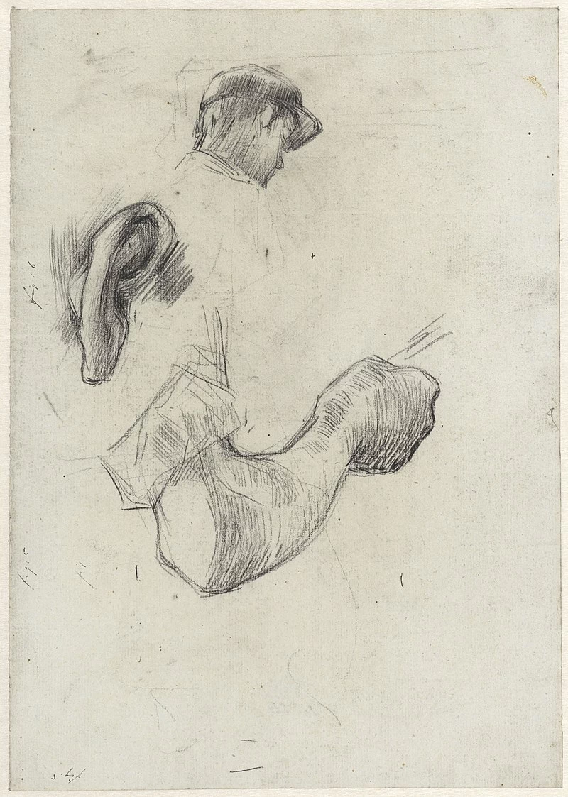 Foglio di studio con schizzo di un operaio - Rijksmuseum Amsterdam